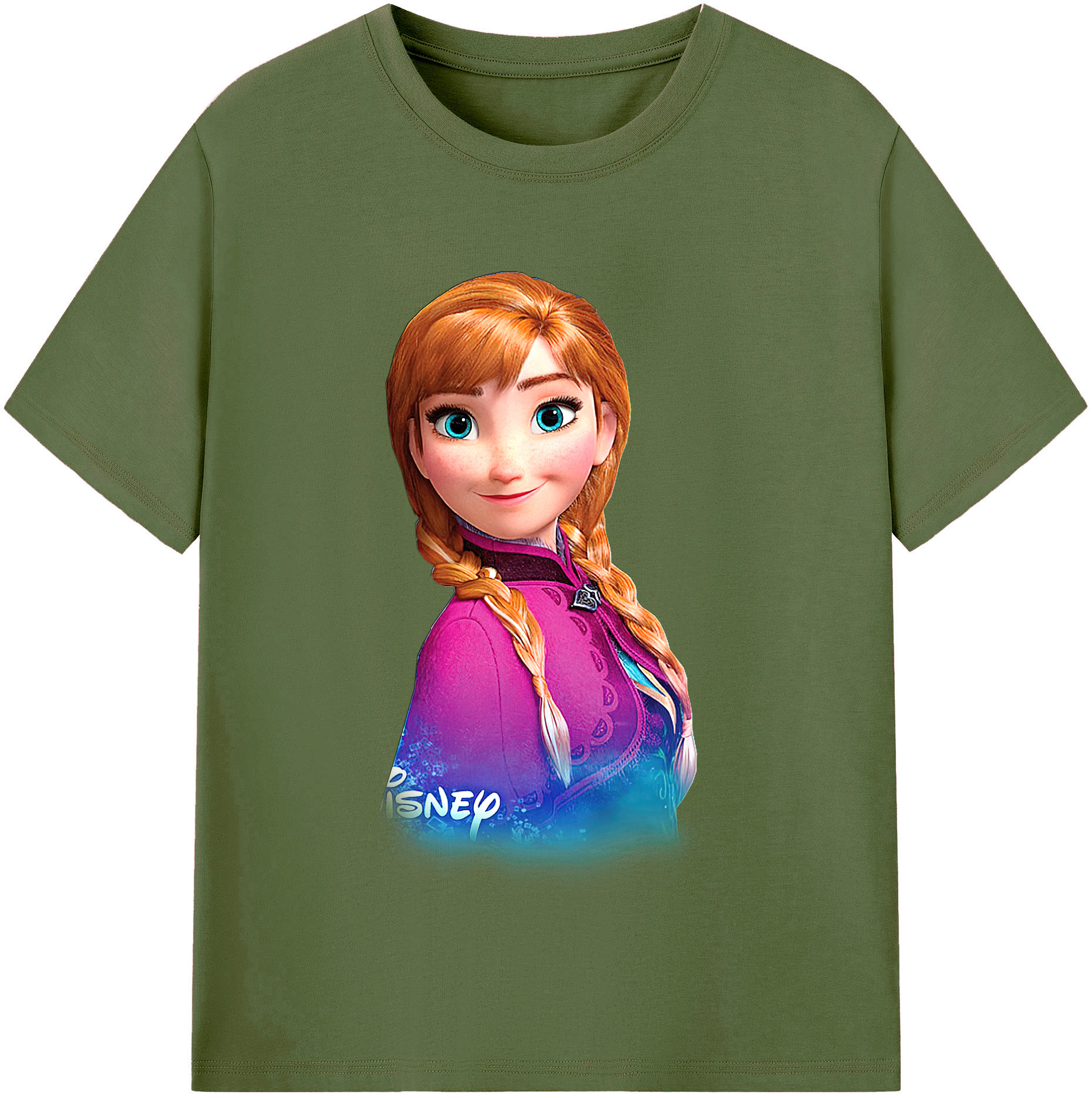 （画像用） アナと雪の女王 アンナ エルサ Frozen Anna Elsa 綿100％半袖Tシャツ（フロントプリント）